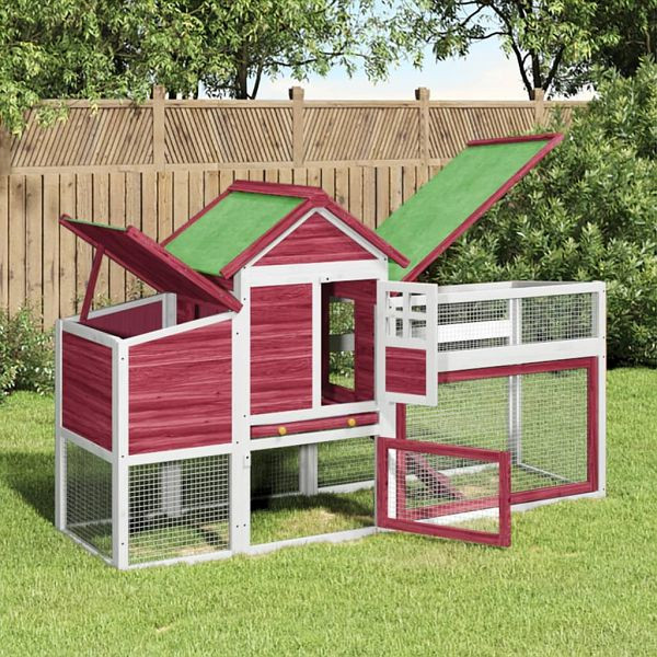 vidaXL Hühnerstall Rot 186,5x58,5x113 cm Massivholz Kiefer, 172231