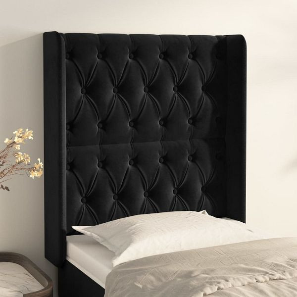 vidaXL Kopfteil mit Ohren Schwarz 83x16x118/128 cm Samt, 3119948