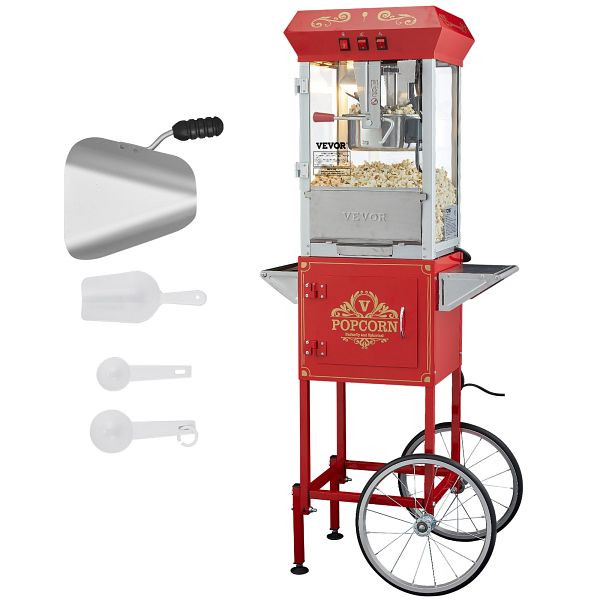 VEVOR Popcornmaschine Popcornautomat Popcorngerät mit Wagen, 850W Popcorn 8oz, CSBMHJ8OZ850W171EV2