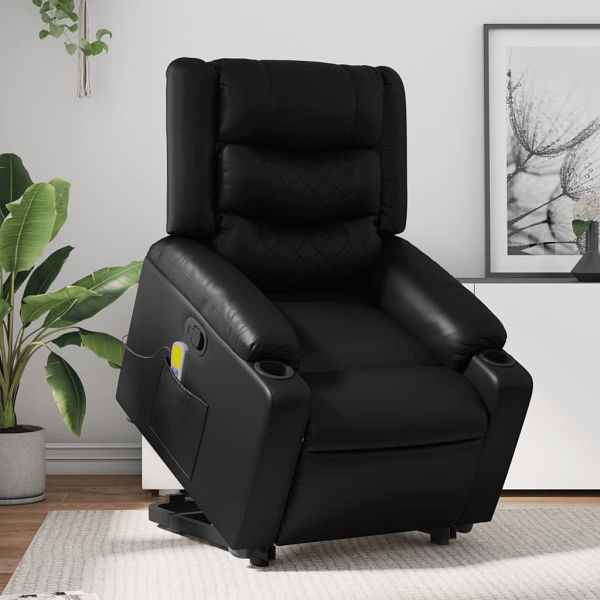 vidaXL Massagesessel mit Aufstehhilfe Schwarz Kunstleder, 3206555