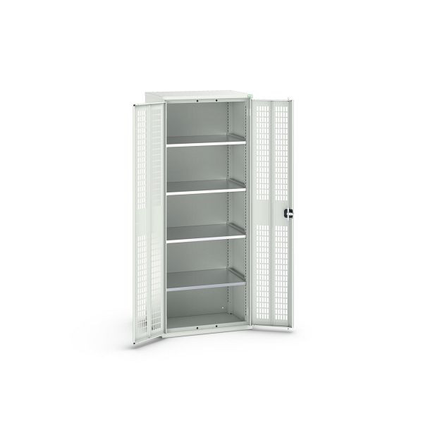 bott verso Flügeltürschrank mit Belüftung, mit 4 Fachböden, BxTxH: 800 x 550 x 2000 mm, Lichtgrau / Lichtgrau, 16926743.16