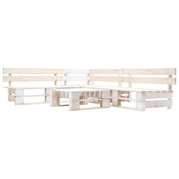 vidaXL 4-teilig Paletten-Lounge-Set Holz Weiß, 277387, 8719883708928