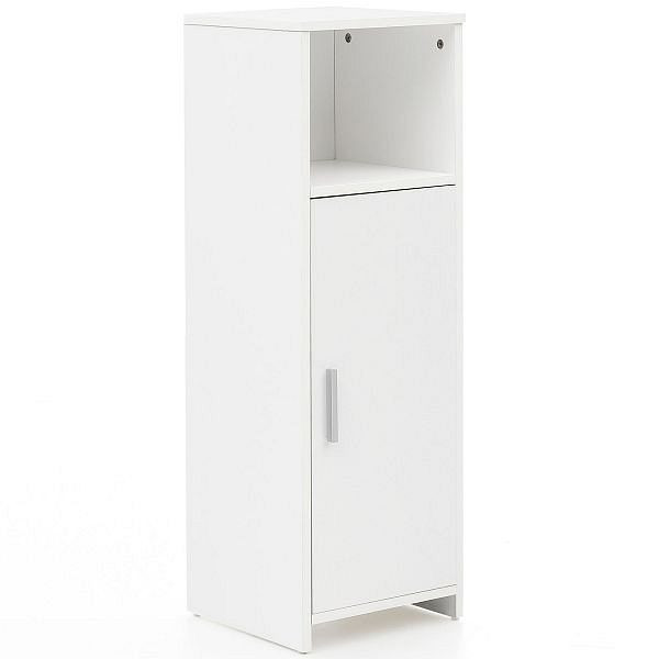 Wohnling Badschrank 30 x 95,5 x 30 cm weiß Holz mit Tür und Ablagefach, WL5.753