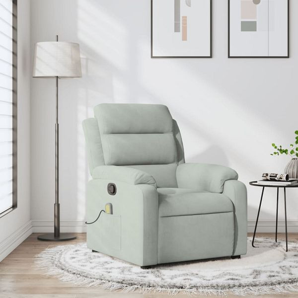 vidaXL Massagesessel Hellgrau Samt, 373511, 8721012202641