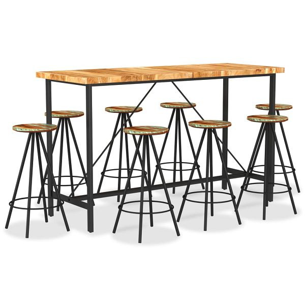 vidaXL 9-teilig Bar-Set Massivholz Akazie und Altholz, 3053442