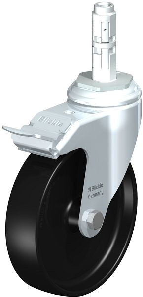Blickle LKRA-POA 125G-11-FI-E12 Apparate-Lenkrolle mit Rückenloch & Feststeller, Polyamid, Schwarz, 323097