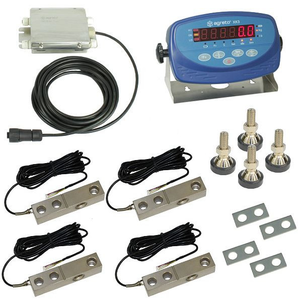 AGRIS Waagenbausatz mit Scherkraftzellen 4 x 5t, XK3 Wiegeanzeige, AGWSBH5T4XK3