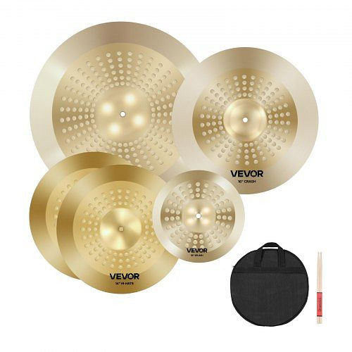 VEVOR Beckenset 4-teilig 254mm Splash 355mm HiHat 400mm Crash 505mm Ridebecken (10 14 16 20 Inches), CPTZCPTZ4ZXGNAZD1001V0