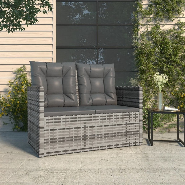 vidaXL Gartenbank mit Kissen Grau 105 cm Poly Rattan, 362319