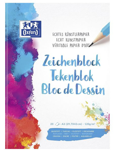 Oxford Zeichenblock - A3, 20 Blatt, 120 g/qm, 100050301, 4006144952812