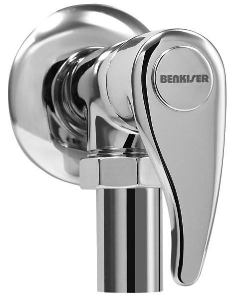 Benkiser WC-Spülventil (DN20) 3/4 Zoll verchromt, das Zoll Schweizer Ventil Zoll, Ganzmetall, nicht selbstschließend, mit Rohrstutzen und Rosette, 8103000