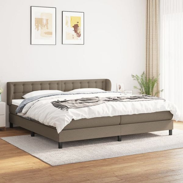 vidaXL Boxspringbett mit Matratze Taupe 200x200 cm Stoff, 3126593