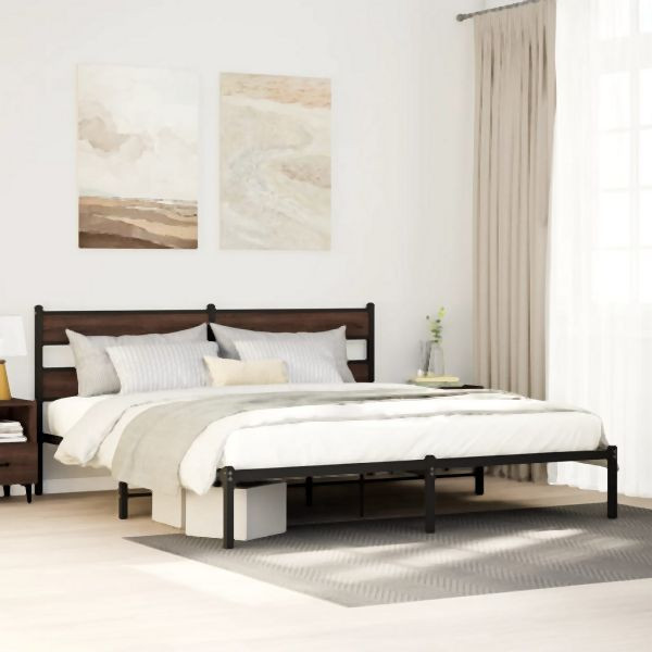 vidaXL Bettgestell ohne Matratze mit Kopfteil Braun Eiche 190x200 cm, 4017157