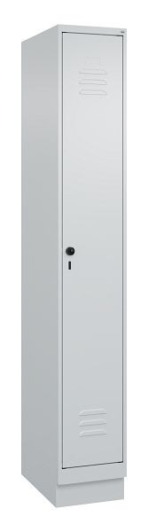 C+P Umkleidespind Classic PLUS mit Mitteltrennwand, Sockel, 1950x300x500mm, 7035/7035, Drehriegel, 080020-10F S10009