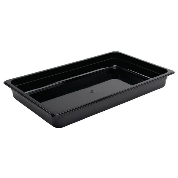 Vogue GN-Behälter GN1/1 schwarz 65mm, nur die Polycarbonat GN-Deckel sind geeignet für diesen Behälter, U454