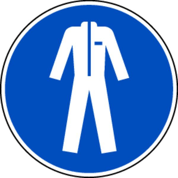 Schilder Klar Gebotszeichen Schutzkleidung benutzen DIN EN ISO 7010-M010, 200 mm Folie selbstklebend, 1416/62
