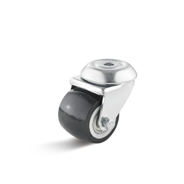 Torwegge Polyurethan Bühnenrolle, Tragfähigkeit 100 kg, Rad-Ø 50 mm, Radbreite 40 mm, Bauhöhe Gehäuse 46 mm, Ausladung 24,5 mm, 0049163