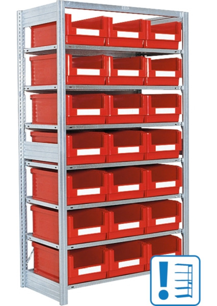 BITO Behälterregal mit 21SK 1849x1008x524 Anbaufeld verzinkt lose FP, 53050