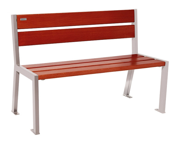 Procity Sitzbank Silaos 5 Holzlatten, 1200 mm, Ohne Armlehne, Holz & Stahl, Mahagoni/RAL 7044, 209501.7044.ACAJ