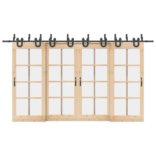 vidaXL Schiebetürbeschlag-Set 400 cm Stahl Schwarz, 3295754
