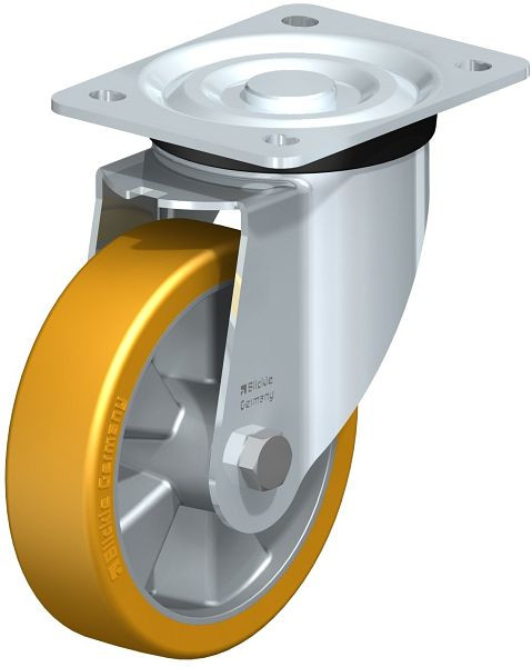 Blickle L-ALTH 151K Stahlblech-Lenkrolle, mittelschwere Ausführung, mit Anschraubplatte, Blickle Extrathane®, Hellbraun, 754466