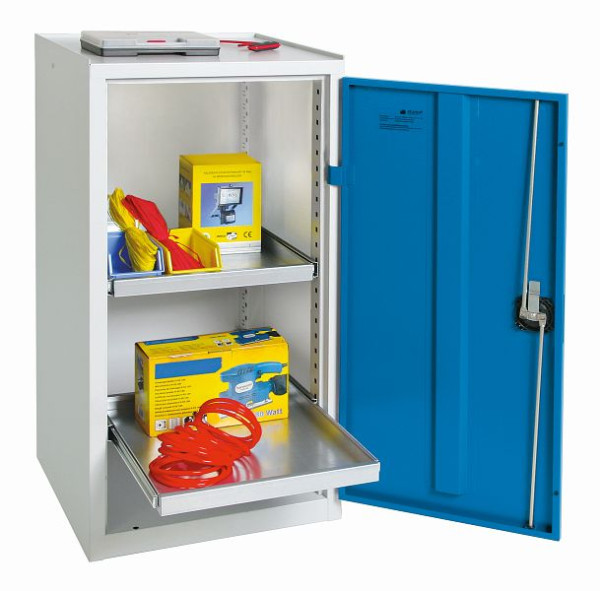 stumpf Werkzeugschrank, Höhe 100 cm, 2 ausziehbare Wannenböden, lichtgrau / lichtblau, 3001578