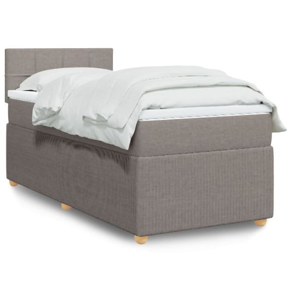 vidaXL Boxspringbett mit Matratze Taupe 90x190 cm Stoff, 3289615