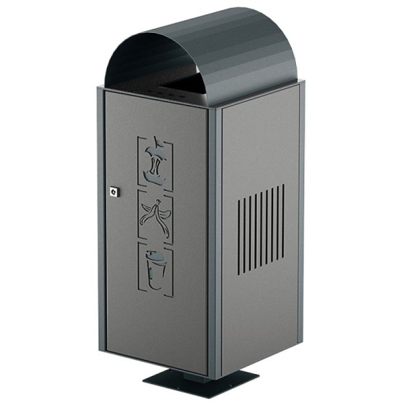 Stein HGS Abfallbehälter 'City 250' mit Ascher, Standmontage (zum Einbetonieren), ohne Farbe, verzinkt, RAL 6009 tannengrün, 36648-9-1