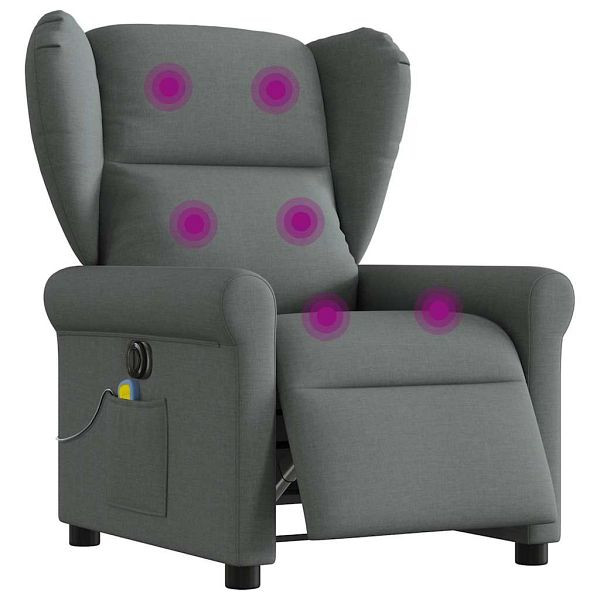vidaXL Massagesessel Elektrisch Dunkelgrau Stoff, 3303365