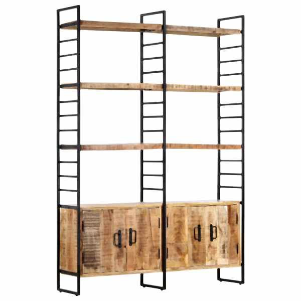 vidaXL Bücherregal 4 Ebenen 124x30x180 cm Raues Mangoholz, 284418