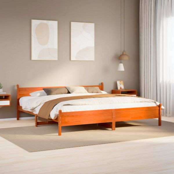 vidaXL Massivholzbett ohne Matratze Wachsbraun 200x200 Kiefernholz, 3309724