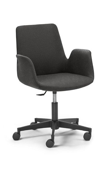 Deskin Konferenz-/Bürostuhl HELLA DV, Fußkreuz Polyamid schwarz, Stoff Basic MC, anthrazit, 352927