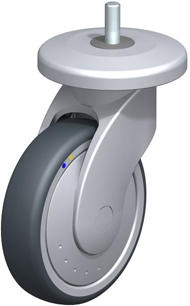 Blickle LWGXE-TPA 126XK-11-ELS-FK-AMGX100 Kunststoff-Lenkrolle WAVE, rostfrei, mit Abweisrad, Thermoplastisches Gummi-Elastomer, Grau, 849797