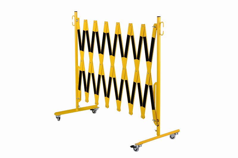 Scherengitter 4,0m Mit Rollen - Gelb/Schwarz, 1050mm Höhe, Mobil & Abschließbar