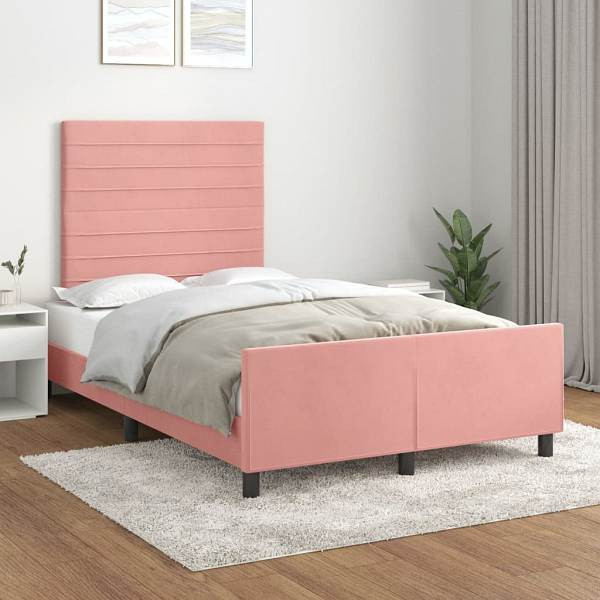 vidaXL Bettgestell mit Kopfteil Rosa 120x190 cm Samt, 3270589