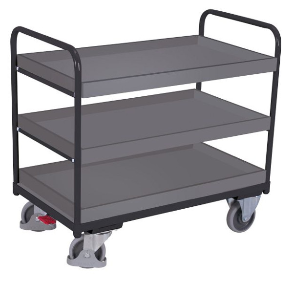 VARIOfit Etagenwagen niedrig, Ladefläche: 815 x 455 mm, RAL 7016 anthrazitgrau, Ladehöhe: 270 / 530 / 805 mm, sw-500.209/AG