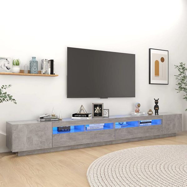 vidaXL TV-Schrank mit LED-Leuchten Betongrau 300x35x40 cm, 3081928