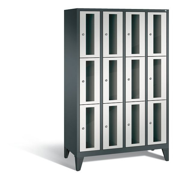 C+P Schließfachschrank Classic, 12 Fächer, H1850xB1190xT500 mm, Anthrazit/Grau, 8010A403 S10021