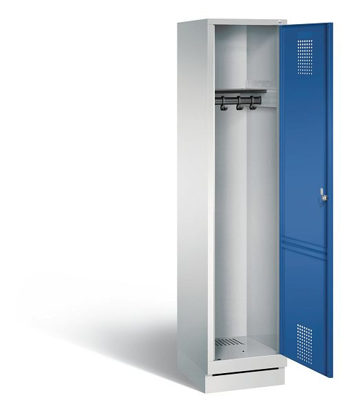 C+P Garderobenschrank Evolo, H1800xB420xT500mm, Farbe: Lichtgrau / Enzianblau, 48020-12 S10020