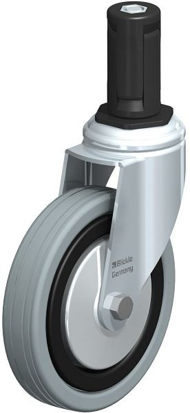 Blickle LKRA-VPA 125K-11-FA-ER14 Apparate-Lenkrolle mit Expander, Vollgummi, Grau, 848301