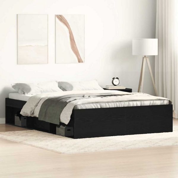 vidaXL Bettgestell ohne Matratze Schwarz Eichen-Optik 120x190 cm, 3329337