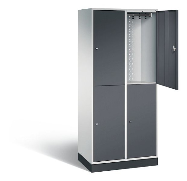 C+P Spind doppelstöckig XL Intro, H1950xB820xT490mm, Farbe: Lichtgrau / Schwarzgrau, 8270-202 S10046