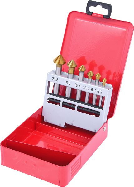 KS Tools HSS TiN Kegel-Entgratsenker-Satz, Stahlblechkassette 6-teilig, 336.0426