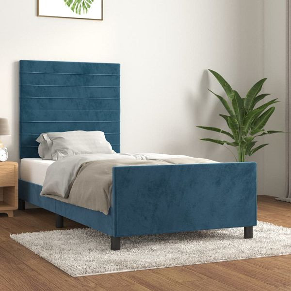 vidaXL Bettgestell mit Kopfteil Dunkelblau 90x200 cm Samt, 3125798