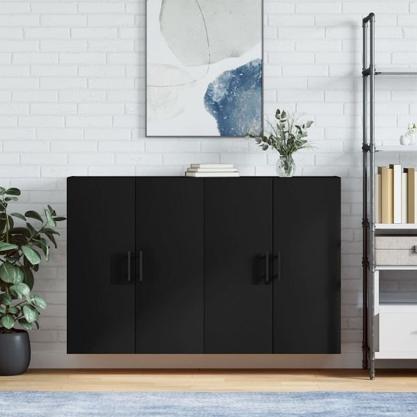 vidaXL Wandschränke 2 Stück Schwarz 69,5x34x90 cm, 3195644