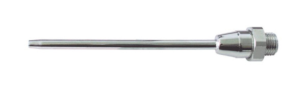 ELMAG Verlängerung gerade (Messing, vernickelt), Rohr Ø5mm, Düse Ø3mm, 265mm, AG M12x1,25, für Ausblaspistolen, 32510