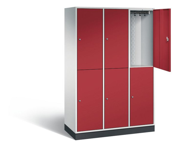 C+P Spind doppelstöckig XL Intro, H1950xB1220xT490mm, Farbe: Lichtgrau / Enzianblau, 8270-302 S10060