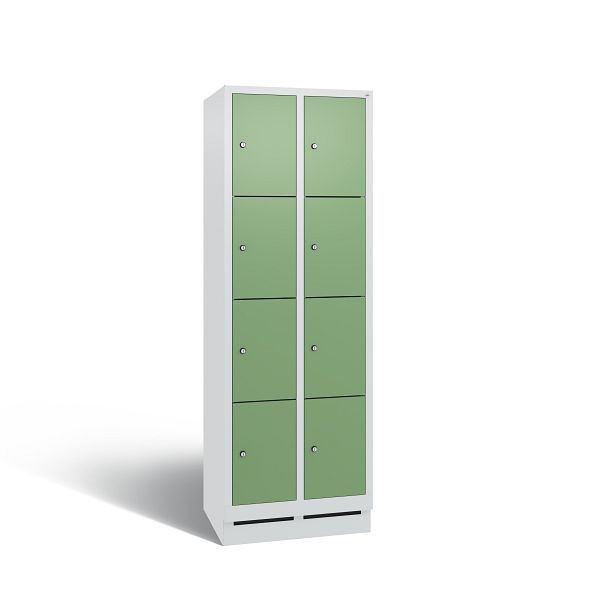 C+P Schließfachschrank Evolo, 8 Fächer, H1800xB610xT500 mm, Lichtgrau/Resedagrün, 48020-204 S10275