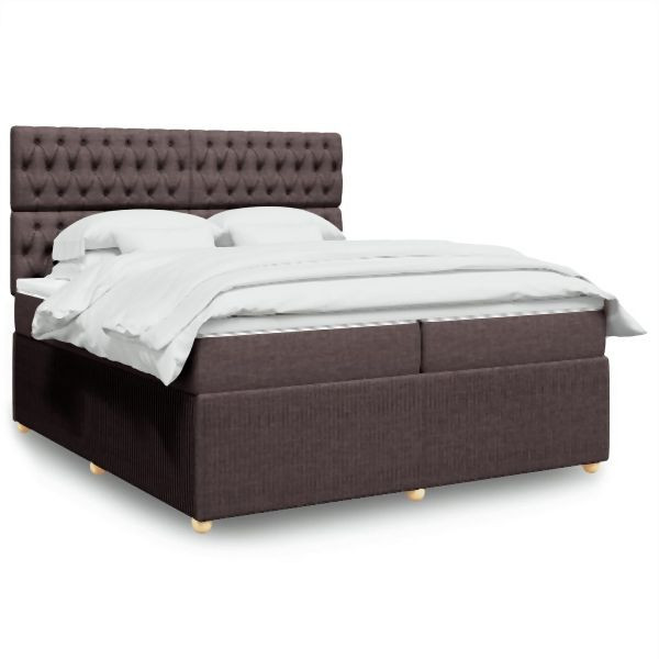 vidaXL Boxspringbett mit Matratze Dunkelbraun 200x200 cm Stoff, 3294473
