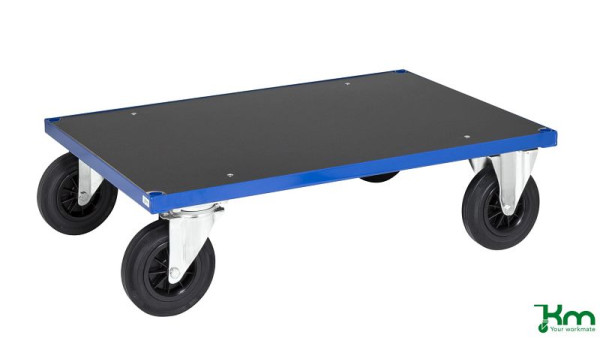 Kongamek Plattformwagen, 2 Bock- und 2 Lenkrollen aus Vollgummi mit Bremsen, 1200 x 800 x 260 mm, Serie 300, KM330-3B